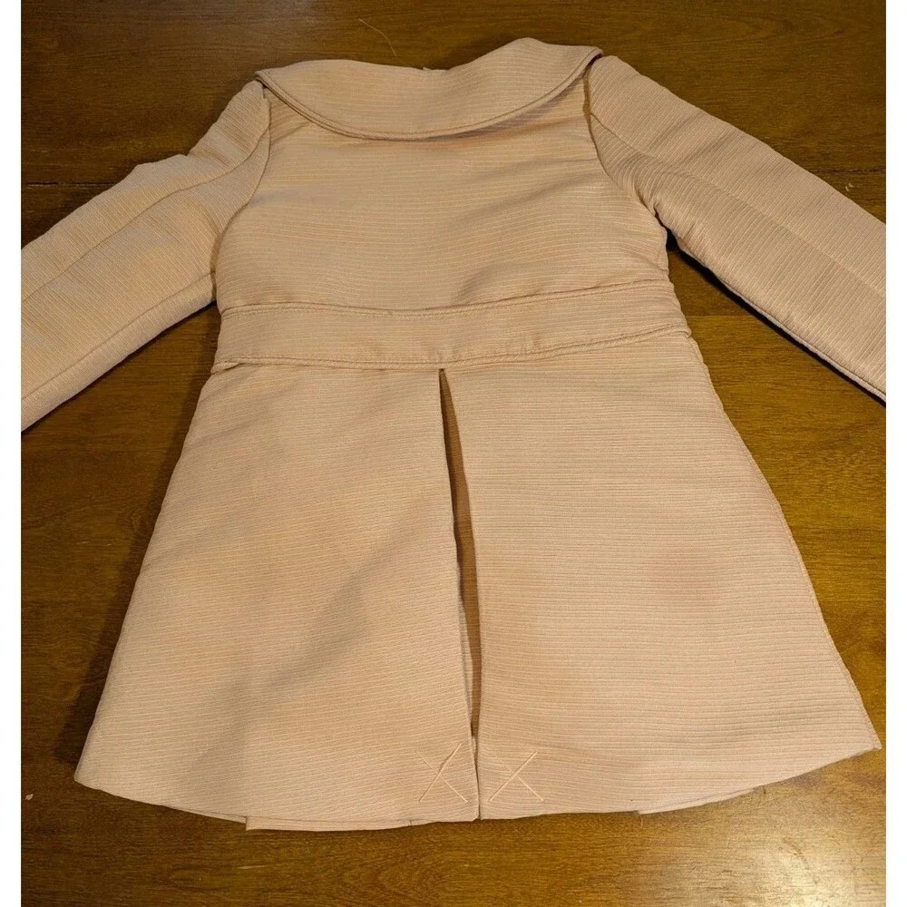 Catherine Malandrino Girls Textured Coat Dress 4Y Cream/Pink Trench